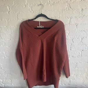 Stitchdrop dolman sleeve v neck sweater sz L rust / burnt orange color